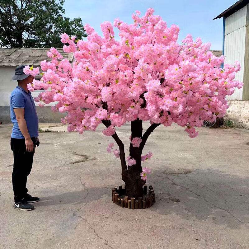 一木代傳仿真櫻花樹假櫻花樹許愿樹假桃樹大型綠植盆景客廳商場擺設(shè)婚慶 (圓茂形三層花)2.5米高2米寬