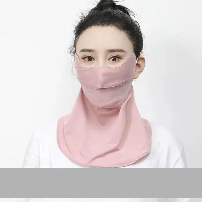 希尔库班冰丝口罩女 轻薄透气护脖子面纱运动挂耳一体护颈护眼角口罩