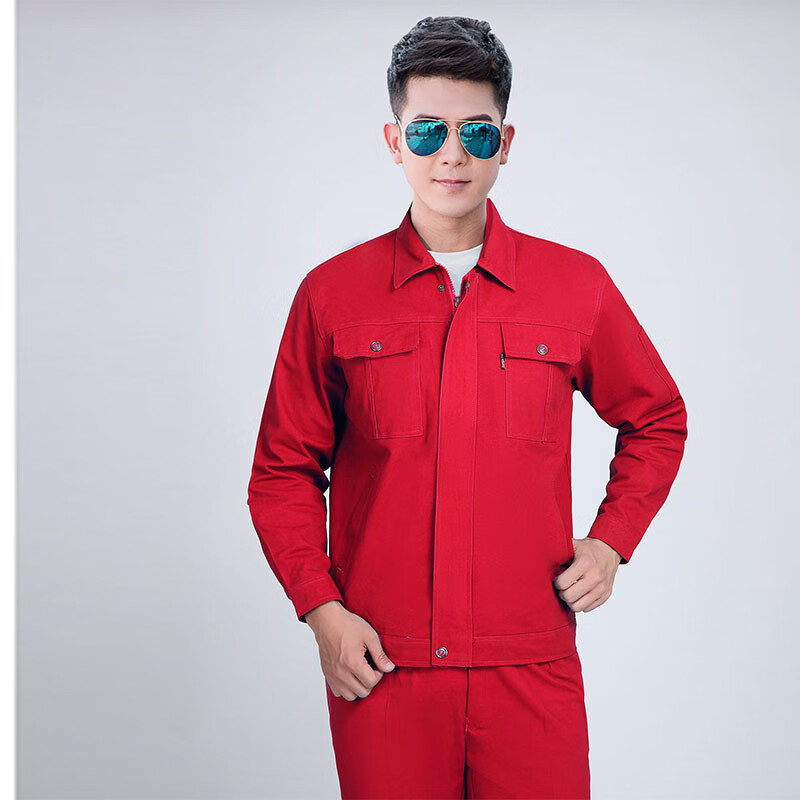 叙耳棉质长袖工作服套装男反光条劳保服上衣建筑工地工装厂服定制