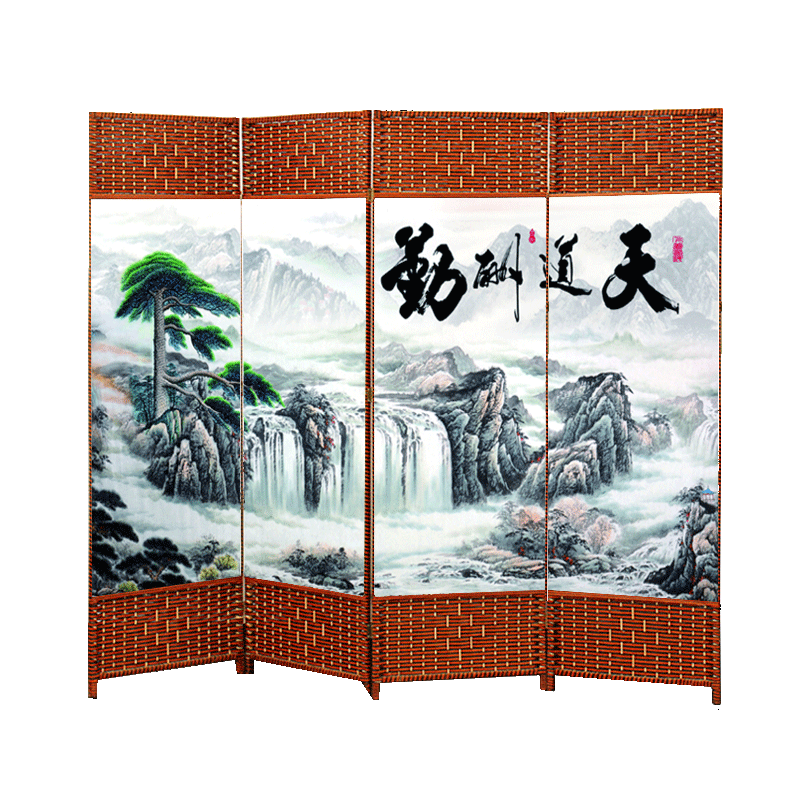 帝兰慕 屏风隔断客厅布艺现代简约中式移动折屏座屏玄关卧室酒店养生馆隔断办公室遮挡简易实木屏风帘 1.7米高*0.5米宽单面图案 一扇价格