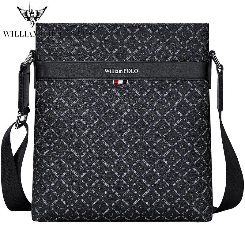 williampolo英皇保罗单肩包男士新款大容量竖款商务休闲男包通勤斜