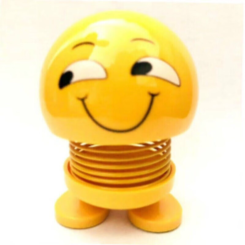 车里的装饰品摆件q版笑脸娃娃表情包弹簧个性创意可爱小黄人车内 滑稽