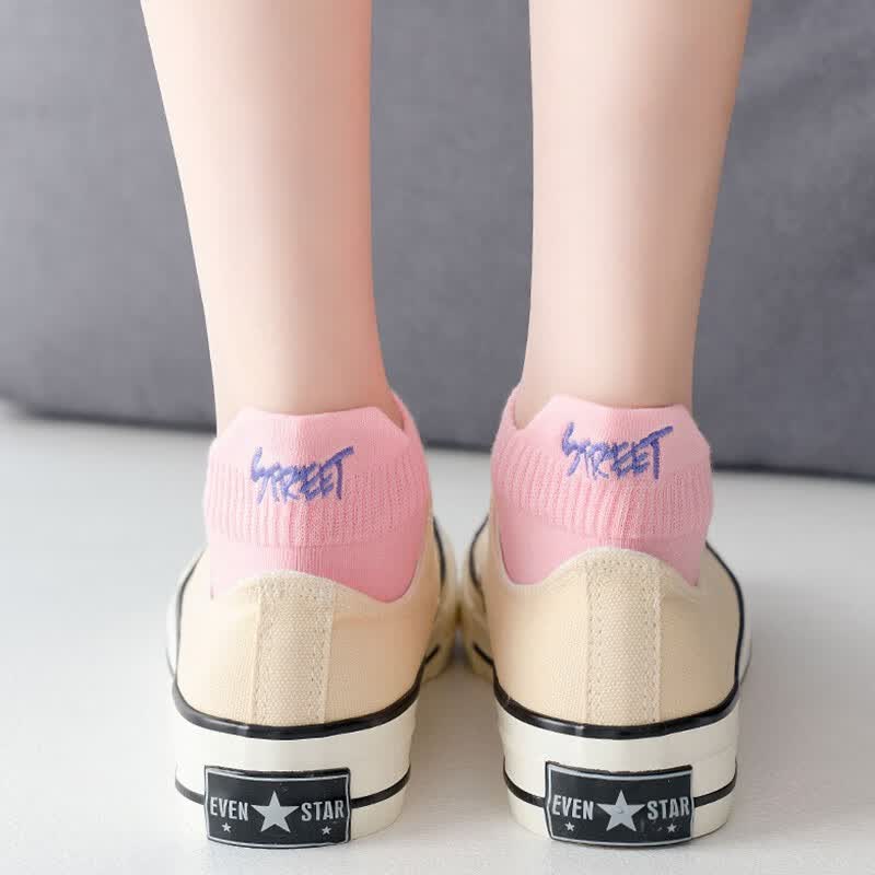 本曲袜子女士短袜纯棉短款防臭运动低帮潮船袜春夏季薄款女生袜i子 3221短袜女-混色5双装 均码