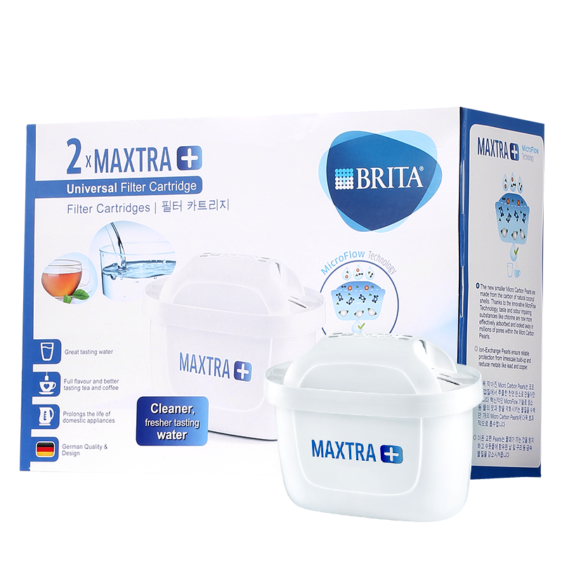 碧然德（BRITA）滤水壶滤芯 Maxtra+多效滤芯2只装 过滤净水器滤芯 家用滤水壶滤芯 标准版过滤壶