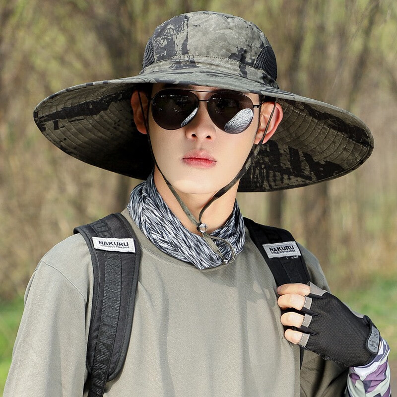 东蜃 帽子男士夏季大檐防晒遮阳帽男大沿户外遮脸太阳帽休闲旅游登山