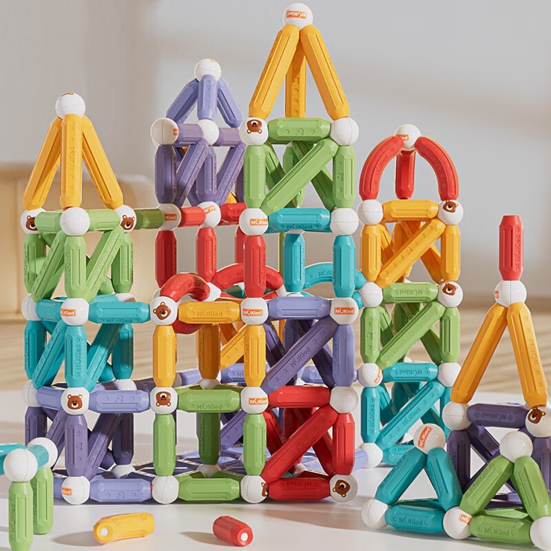 潮思妙想磁力棒积木108件套儿童玩具大颗粒拼插磁片3-6岁男孩女孩新年礼物