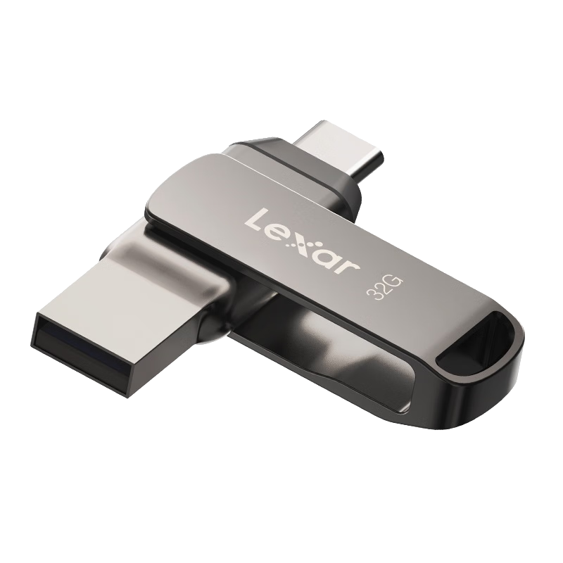 雷克沙（Lexar）128GB USB3.1 Type-C U盘D400 手机电脑U盘 读速130MB/s 枪色金属双接口 办公便携加密优盘