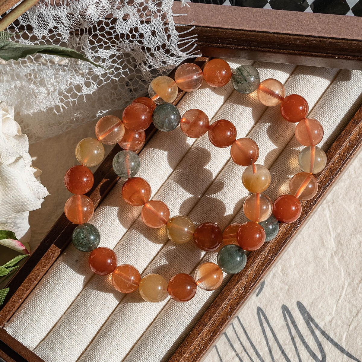 瓶凡收藏福禄寿水晶手链红发晶黄发晶绿发晶水晶五福送礼物长辈手