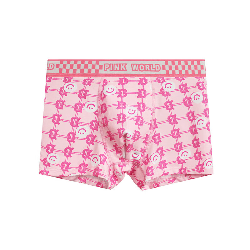 贝普蒂男士内裤纯棉款粉色透气可爱卡通动漫四角裤男青少年裤衩 字母b