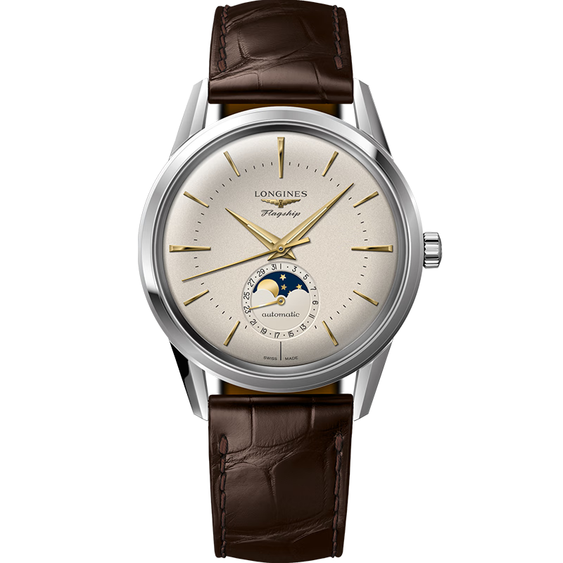 浪琴（LONGINES）瑞士手表 軍旗復(fù)刻系列 機(jī)械皮帶男表 L48154782
