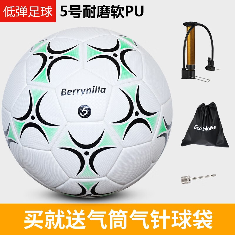 EcoWalker高弹机缝5号足球初中生小学生儿童男孩pu皮耐磨成人比赛训练用球 5号Berrynilla绿色