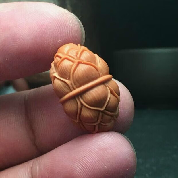 托托贴贴 核雕单籽 莲花单粒橄榄核雕刻双头莲花腰珠顶珠单子吊坠sn
