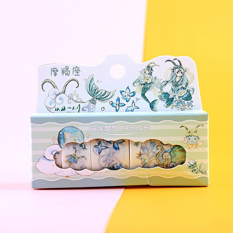 和纸手账胶带复古风可爱彩色手帐本彩色贴纸胶带素材贴纸套装 摩羯座