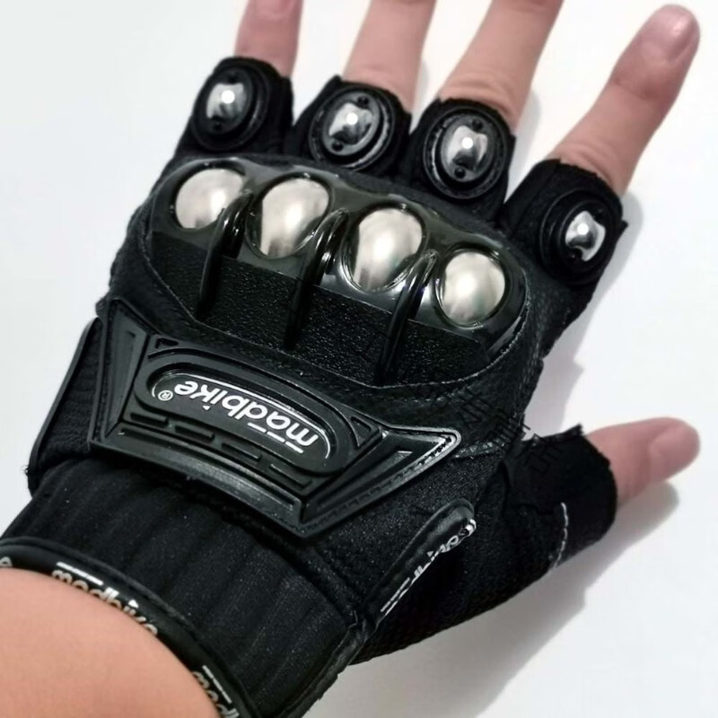 半指手套 男 人防身格斗骑车霹雳铁拳套铆钉军事骑士装备 铆钉防身半