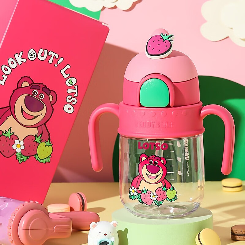 杯具熊（BEDDYBEAR） 夏季儿童水杯幼儿园宝宝户外学饮吸管杯tritan材质大容量500ml 学饮杯-憨憨草莓熊500ml