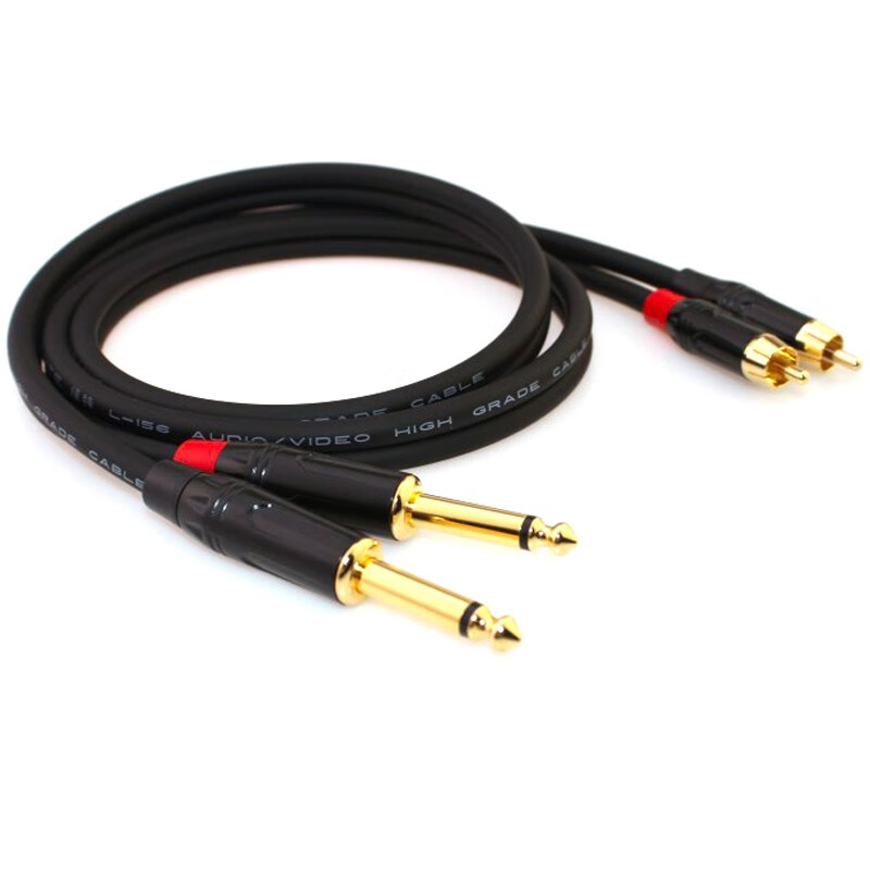 七幻 七幻（Seven Magic）双大二芯转双莲花音频线 2个6.5/6.35声卡转2个RCA音箱音响红白音频线 双大二芯直头转双莲花弯头 100米