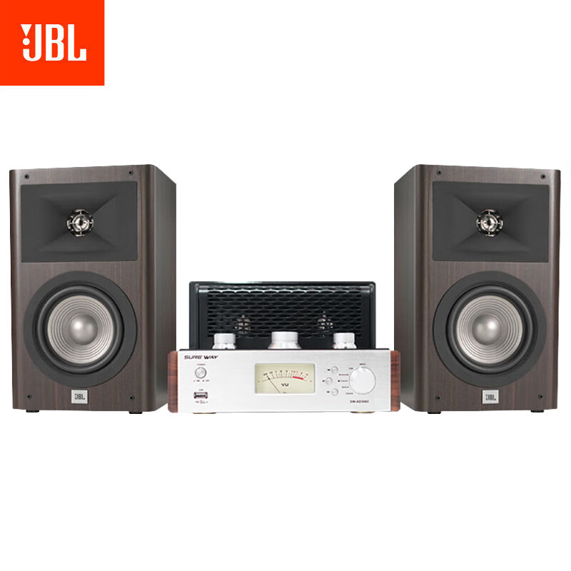 JBL STUDIO230书架音箱 HIFI高保真无源木质音响一对 咖色音箱+数位胆机功放