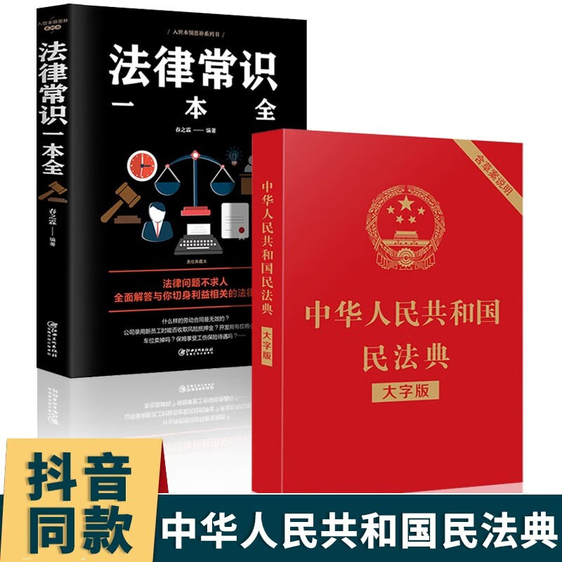 抖音同款 2020年新版正版中华人民共和国民法典大字版+法律常识一本全 实用版理解与适用法律书籍基础