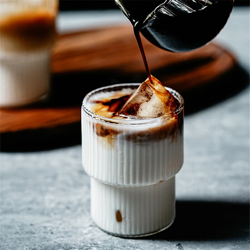 咖啡杯高颜值高级感好看的杯子网红款竖纹玻璃杯ins风可爱杯子女生超