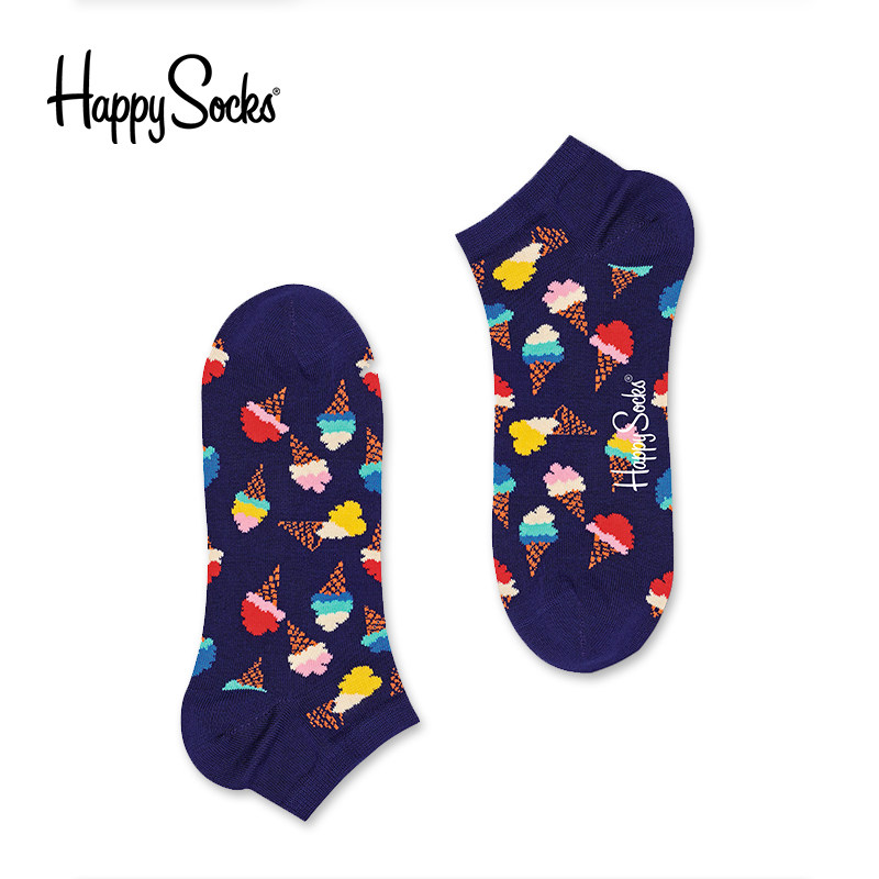 Happy Socks四季款冰淇淋图案彩色袜子短筒棉船袜 ICC05-6500 36-40