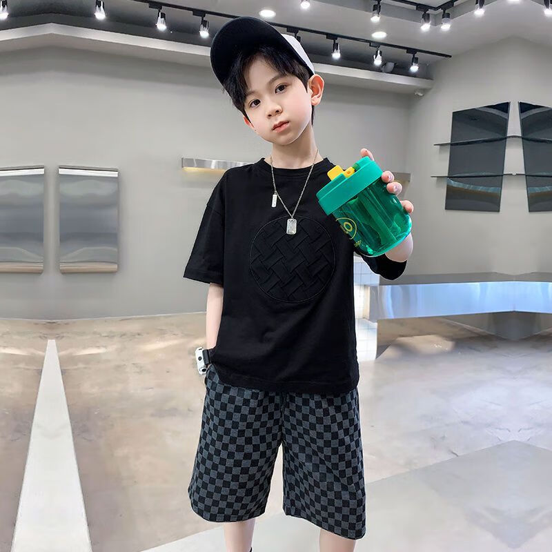 乐男童夏装套装夏季2023新款男孩酷帅短袖衣服儿童宽松炸街帅气潮衣