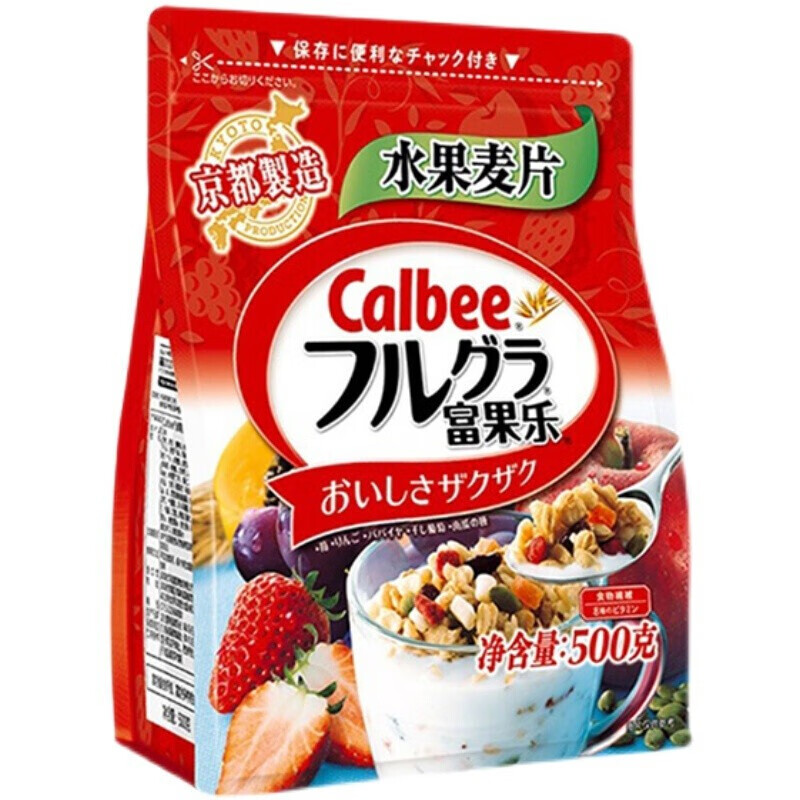 卡乐比（Calbee）山姆款 营养早餐水果燕麦片 500克 日本进口 非油炸 即食零食