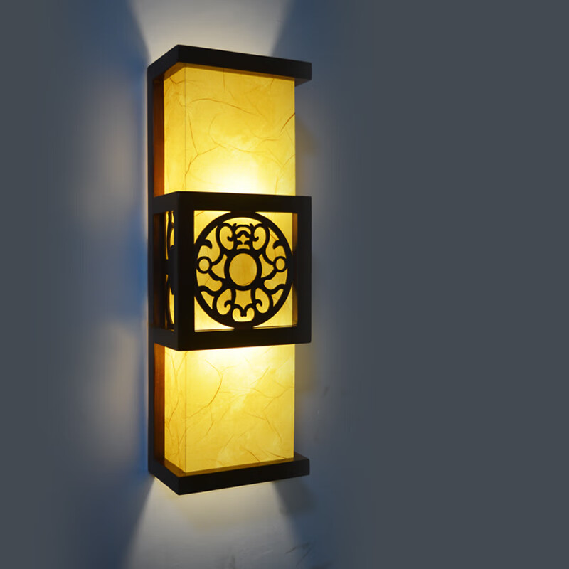 中式仿古壁灯古典羊皮实木壁灯卧室走廊过道客厅背景墙玄关楼梯灯