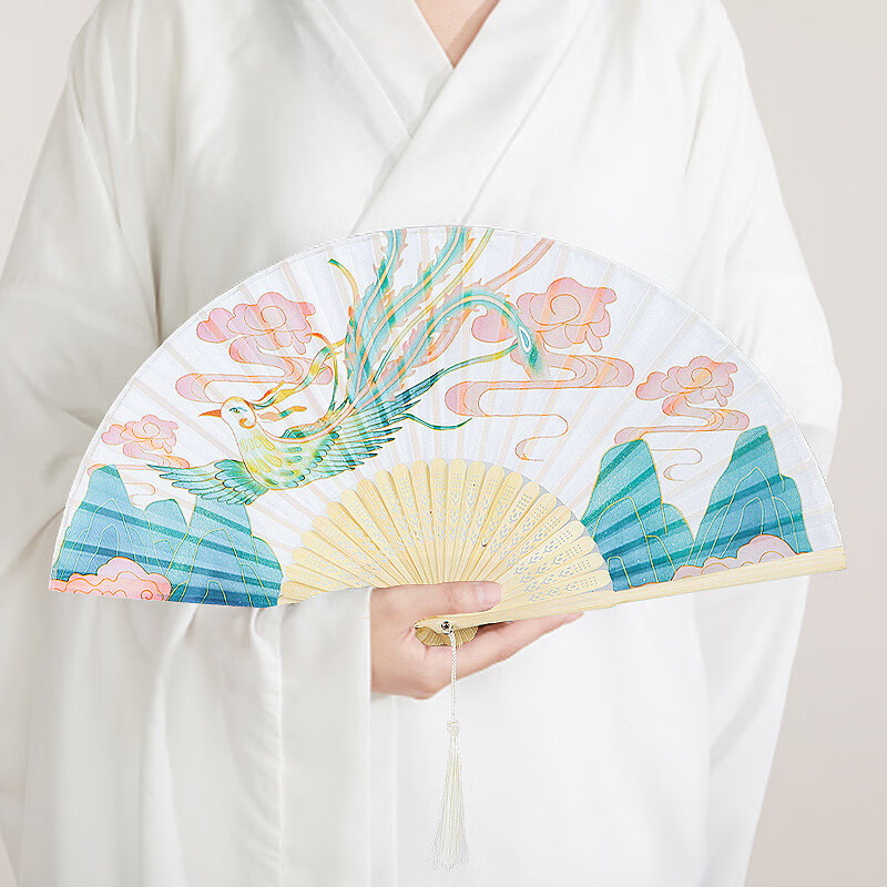 极度空间 古风扇子夏天7寸凤凰女扇中国风折扇国潮国风汉服旗袍扇舞蹈
