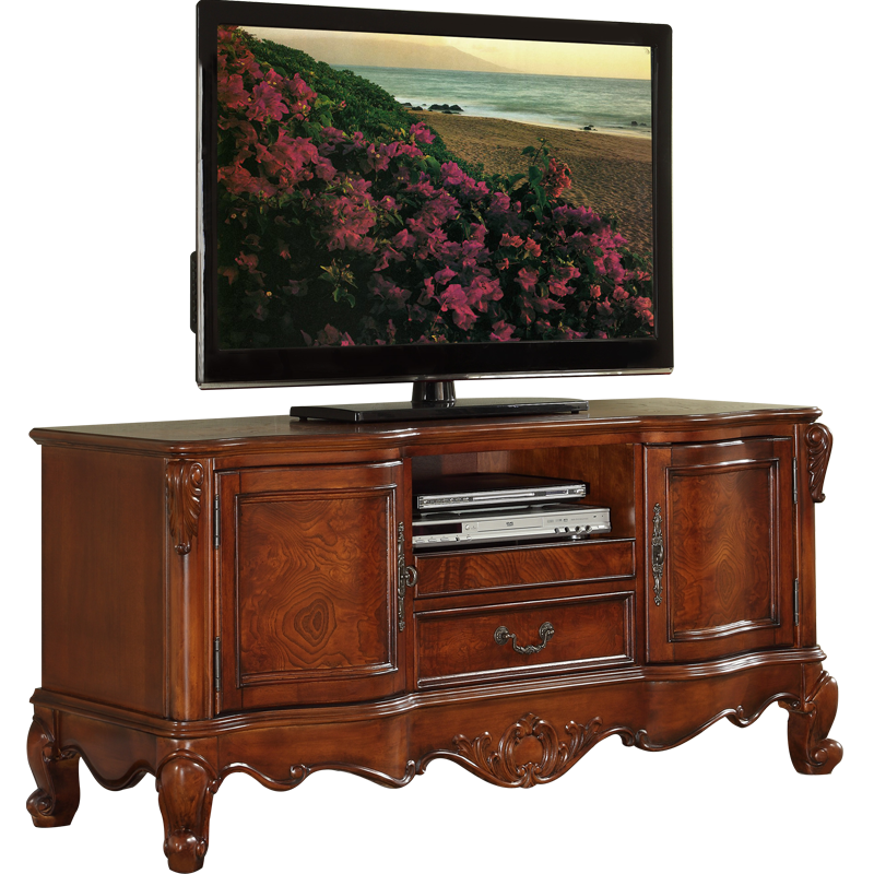 艾理思 电视柜 欧式电视柜 美式实木电视柜2米 2.4米 客厅电视机柜 北欧轻奢地柜 电视背景墙现货 1.4米A款140*50*65cm