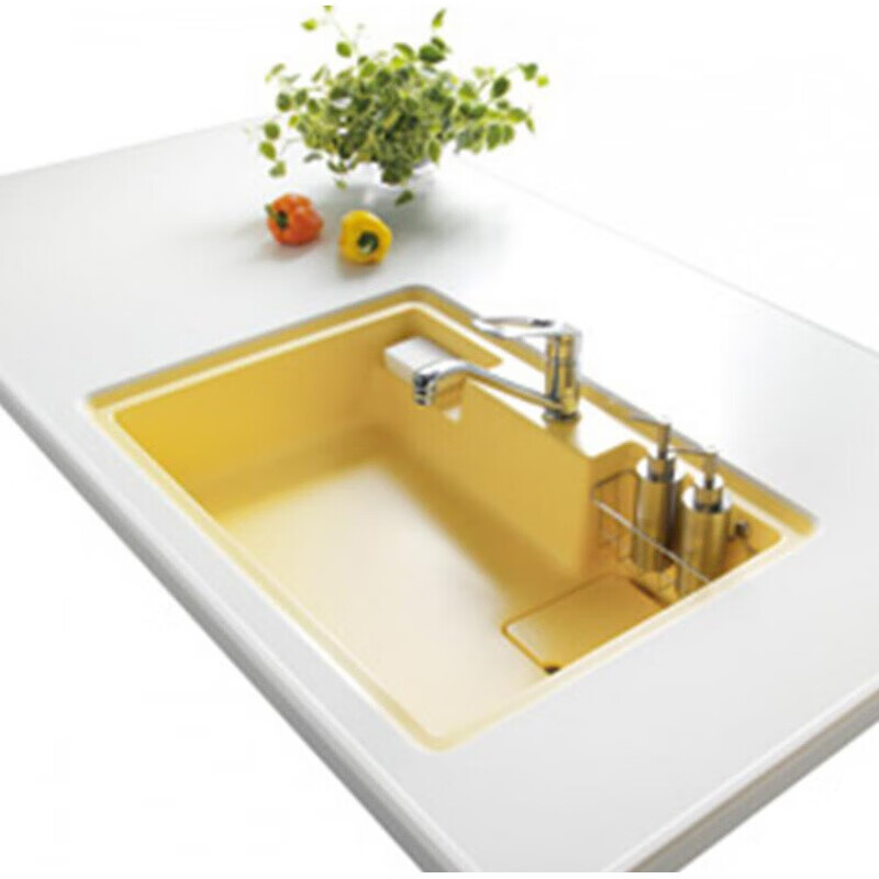 日本进口吉本水槽 台上台下厨房人造大理石树脂彩色水槽定制 米白