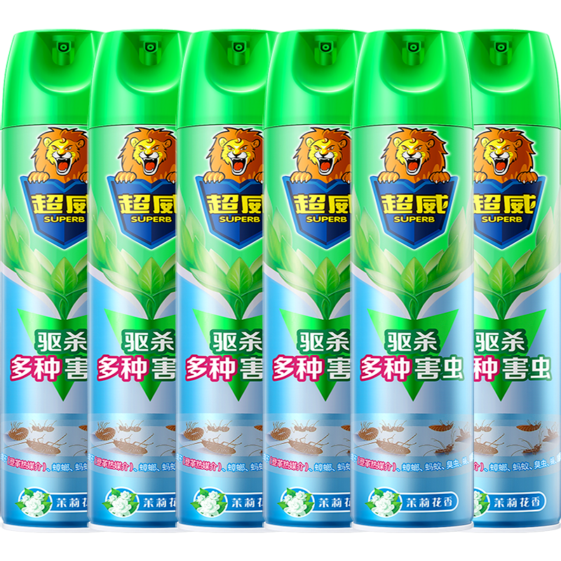 超威（SUPERB）殺蟲劑噴霧劑家用殺蟲驅(qū)蚊驅(qū)蟲噴霧防蚊蟑螂噴霧茉莉清香 600mL 6瓶 超威殺蟲氣霧劑