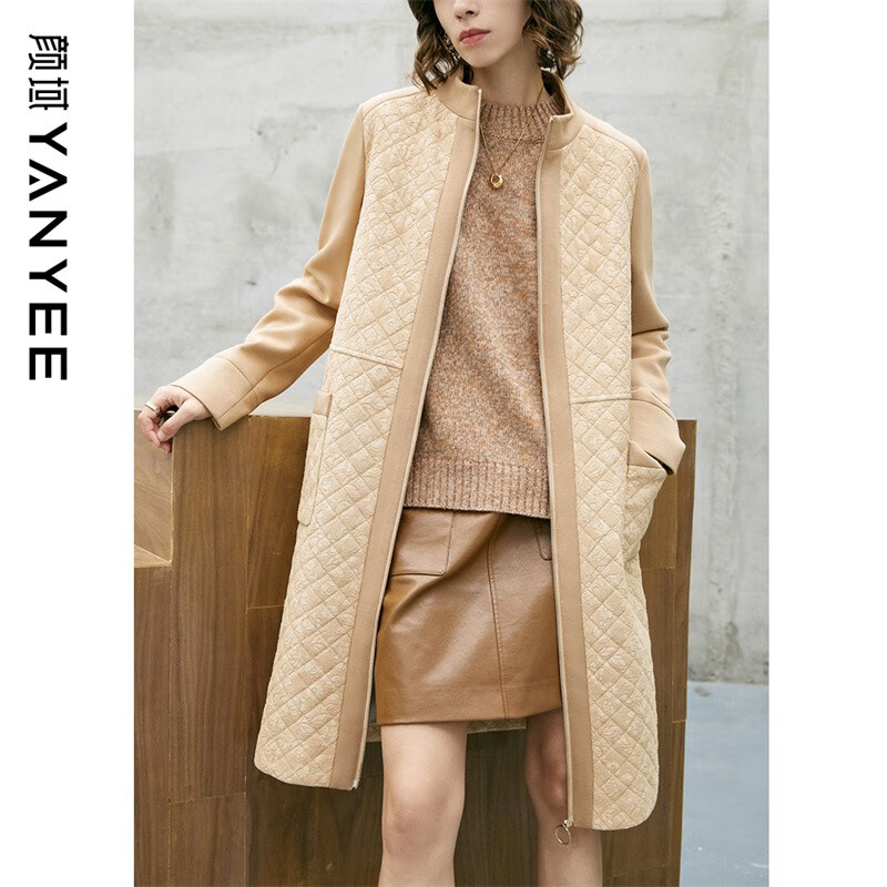 颜域复古中长款棉服女2022新款冬女士气质显瘦通勤大气棉衣外套 卡其 L属于什么档次？