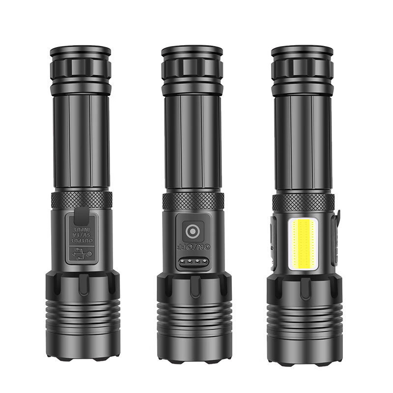 鑫斯特 应急照明灯 XHP70户外超亮远射COB多功能强光手电筒 短款P70手电筒+USB线+1*18650电池