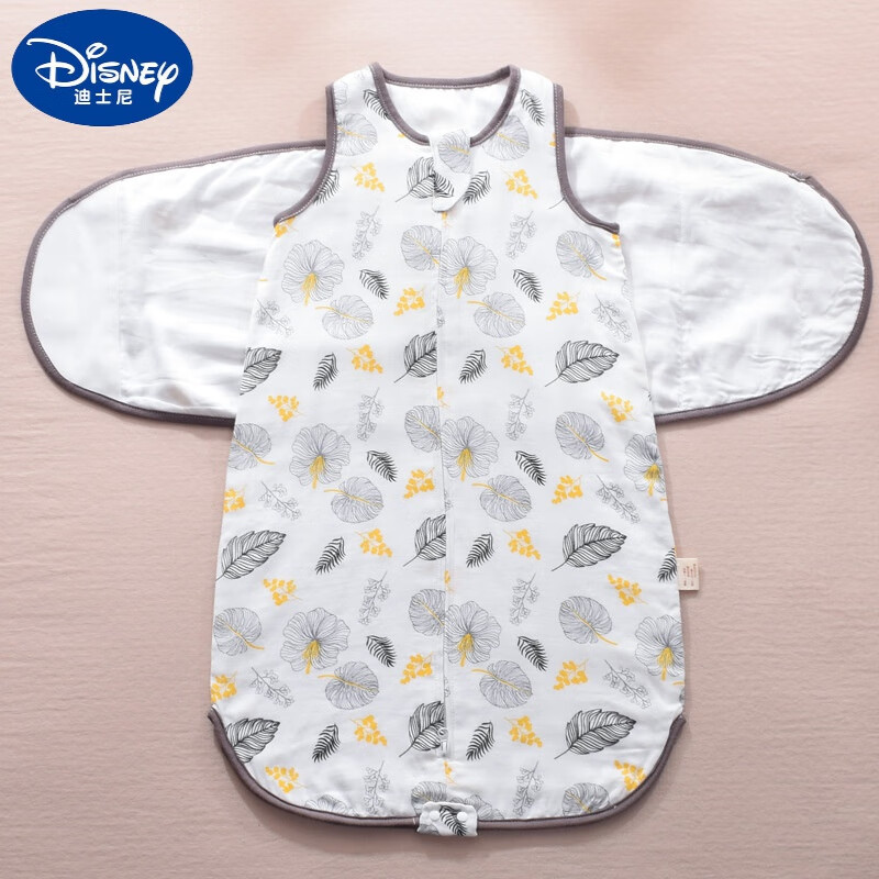 襁褓初生宝宝用品抱被惊吓 竹棉纱布简笔叶子-4层 s/66【0-1岁】