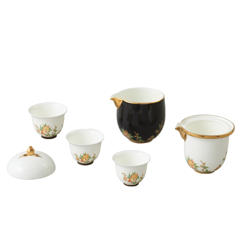 永豐源（auratic）夫人瓷石榴家園 旅行茶具 便攜功夫茶具套裝 水果茶具公道杯 6頭旅行套裝