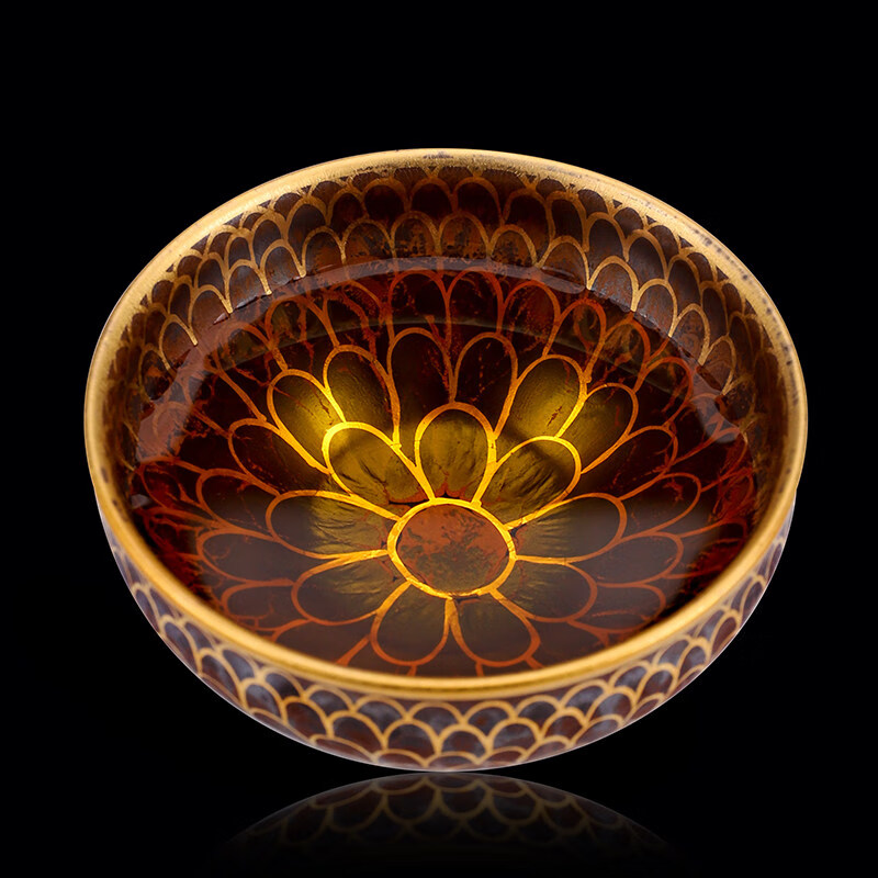 品茗杯子轻奢金油滴建盏金佛莲主人茶杯个人专用 宋瑜金佛莲建盏90ml