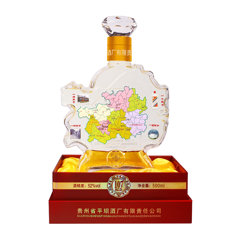 平坝窖酒 纪念107地图酒52度浓酱兼香型高度白酒老酒贵州老字号礼盒送礼 52度 500mL 1瓶