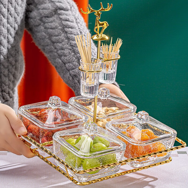 青苹果 碗玻璃沙拉碗玻璃耐热饭碗汤碗家用耐热玻璃餐具玻璃煲带盖 鹿头7件套