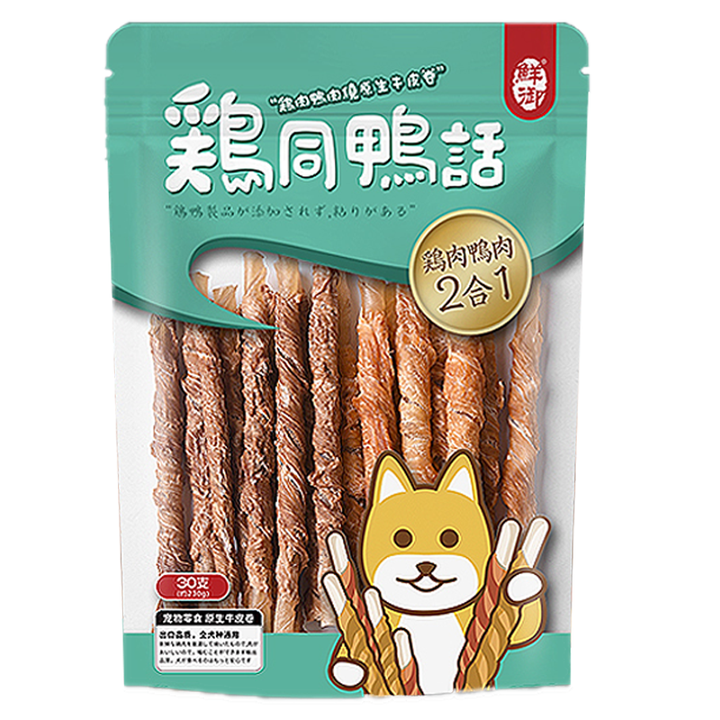 鲜御鸡胸肉干鸭肉干狗狗磨牙洁齿训练励零食 金毛泰迪成幼犬通用 180g 约60片(鸡鸭混合大胸肉)