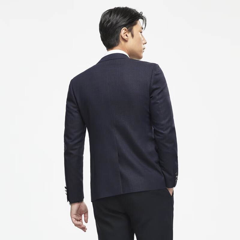 雅戈尔【高性价比】西服男商务正装套西外套天然毛轻薄舒适休闲通勤结 深蓝 170A 170/92A