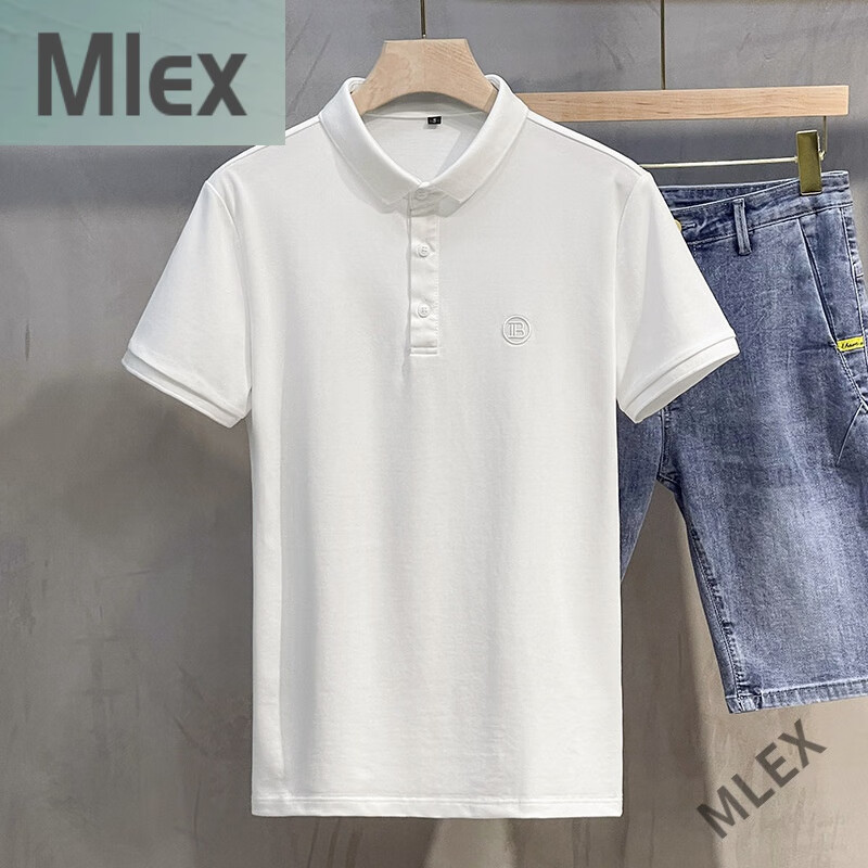 MLEX圣骑门轻奢男装多色冰丝短袖男2023新款夏季潮流男士休闲 白色 S