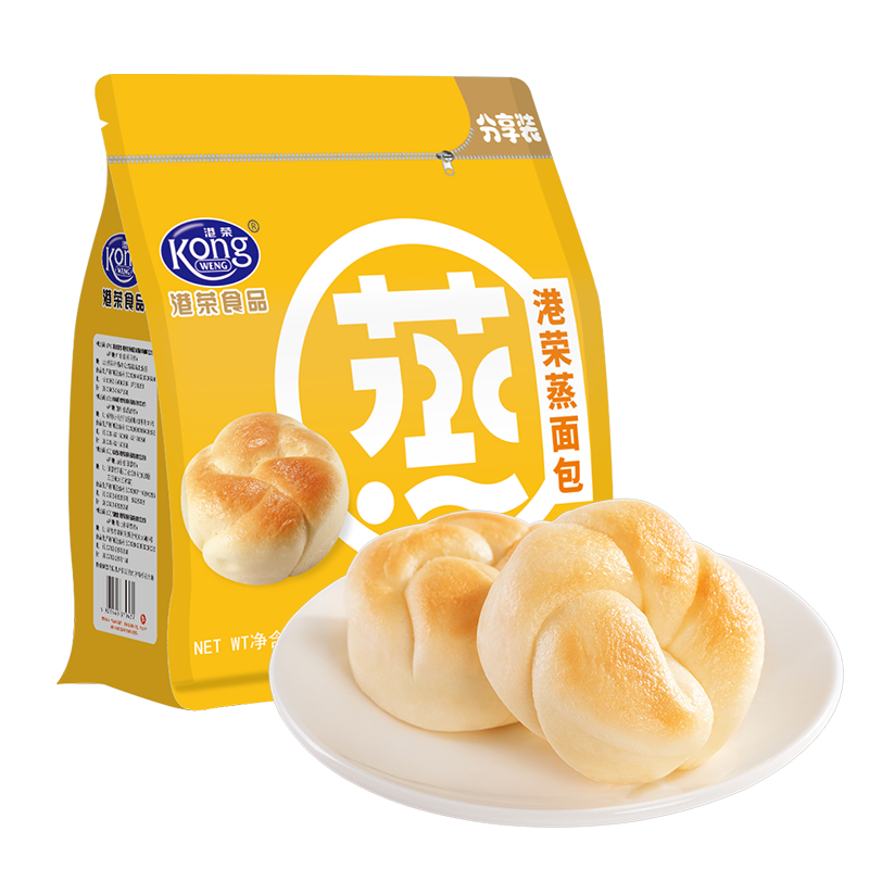 港荣港荣 蒸面包 营养早餐手撕面包零食好吃的休闲食品 奶黄味336g .