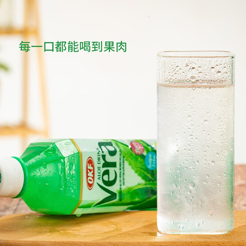 OKF 韩国进口无糖芦荟饮料500ml 0糖0脂0卡内含7%库拉索芦荟颗粒饮品 无糖芦荟500ml*12瓶