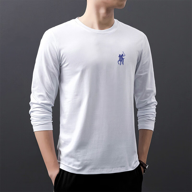 圣马奇保罗polo长袖t恤秋季薄款套头t恤男宽松大码休闲百搭打底衫男