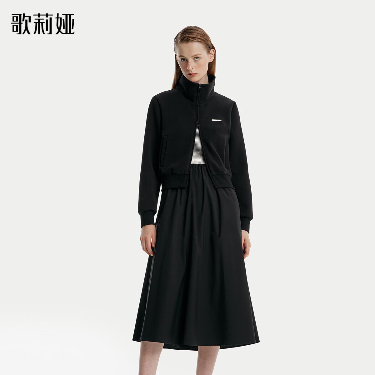 歌莉娅 秋季新品  空气层套装（背心连衣裙+外套）  1B8JAC340 00B黑色 XL怎么样,好用不?