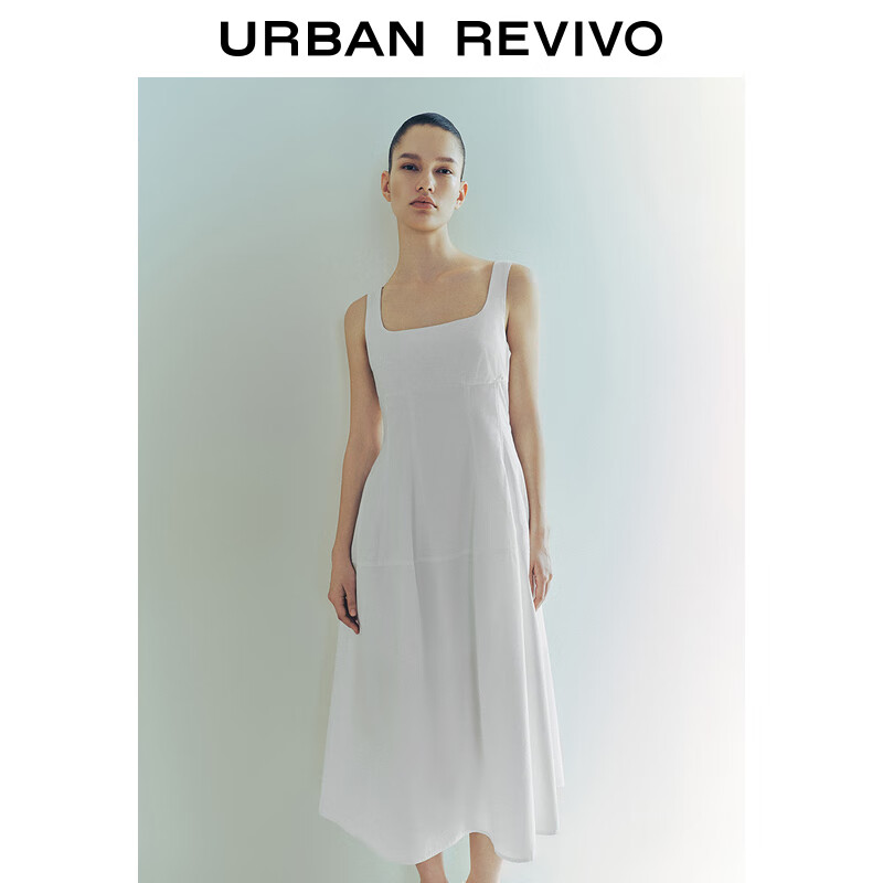 UR秋季新款女装时尚法式气质优雅无袖连衣裙UWG740168 本白 M