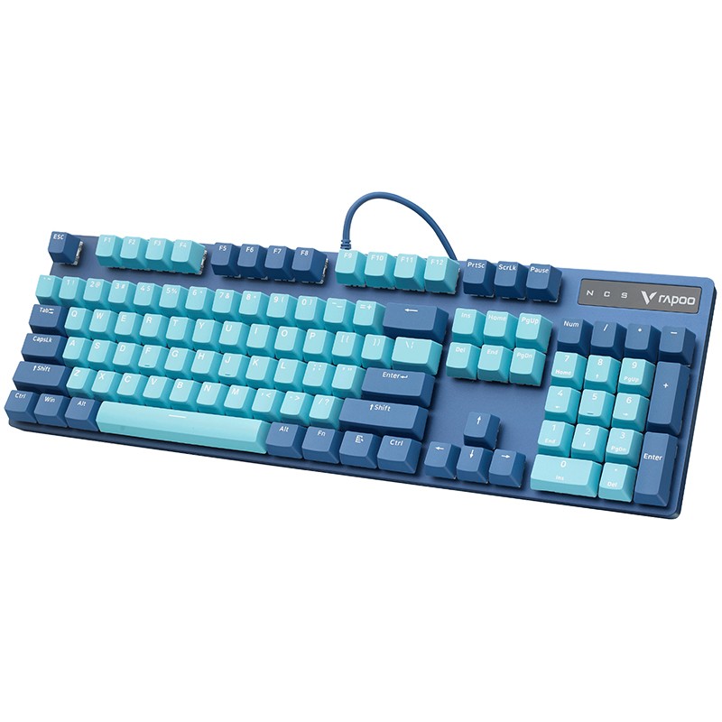 雷柏（Rapoo） V500PRO青蓝版 机械键盘 有线键盘 游戏键盘 104键单光键盘 吃鸡键盘 PBT键帽 青轴