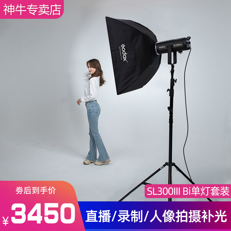 神牛（Godox） SL300W BI三代可调色温直播补间光灯视频拍摄常亮灯大功率led摄影灯影视灯摄影补光灯直播灯 【16】SL300Bi三代【单灯四角】