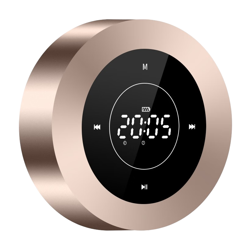 科凌A8無線藍牙音箱觸屏迷你低音炮家用電腦鬧鐘音響便攜車載播放器手機小鋼炮微信收款語音播報器 A8土豪金鬧鐘版