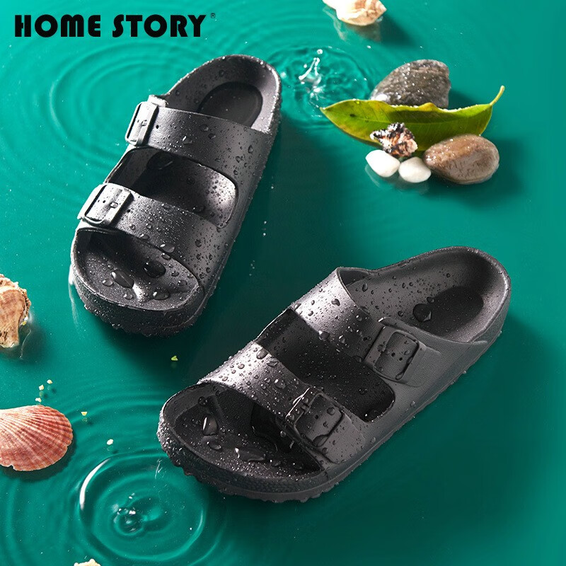 Home Story 2020新品凉鞋男士夏季休闲沙滩男鞋两用外穿凉拖鞋厚底 黑色 43-44码
